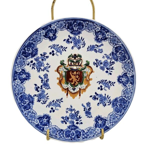 New Andrea by Sadek Chinoiserie Decorative Plate Lion Seal 10" Blue & White - Picture 1 of 6